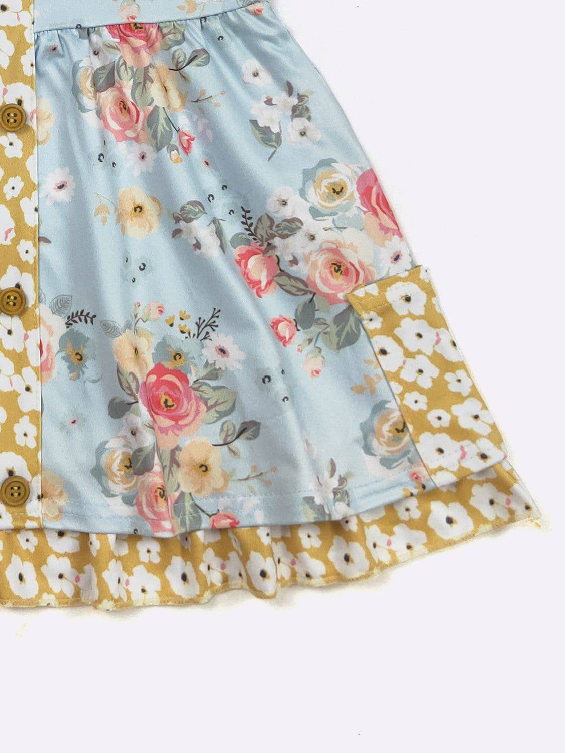 Aqua Antique Floral Girls Dress