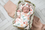 Flower Power Baby Gown and Bow Headband Set
