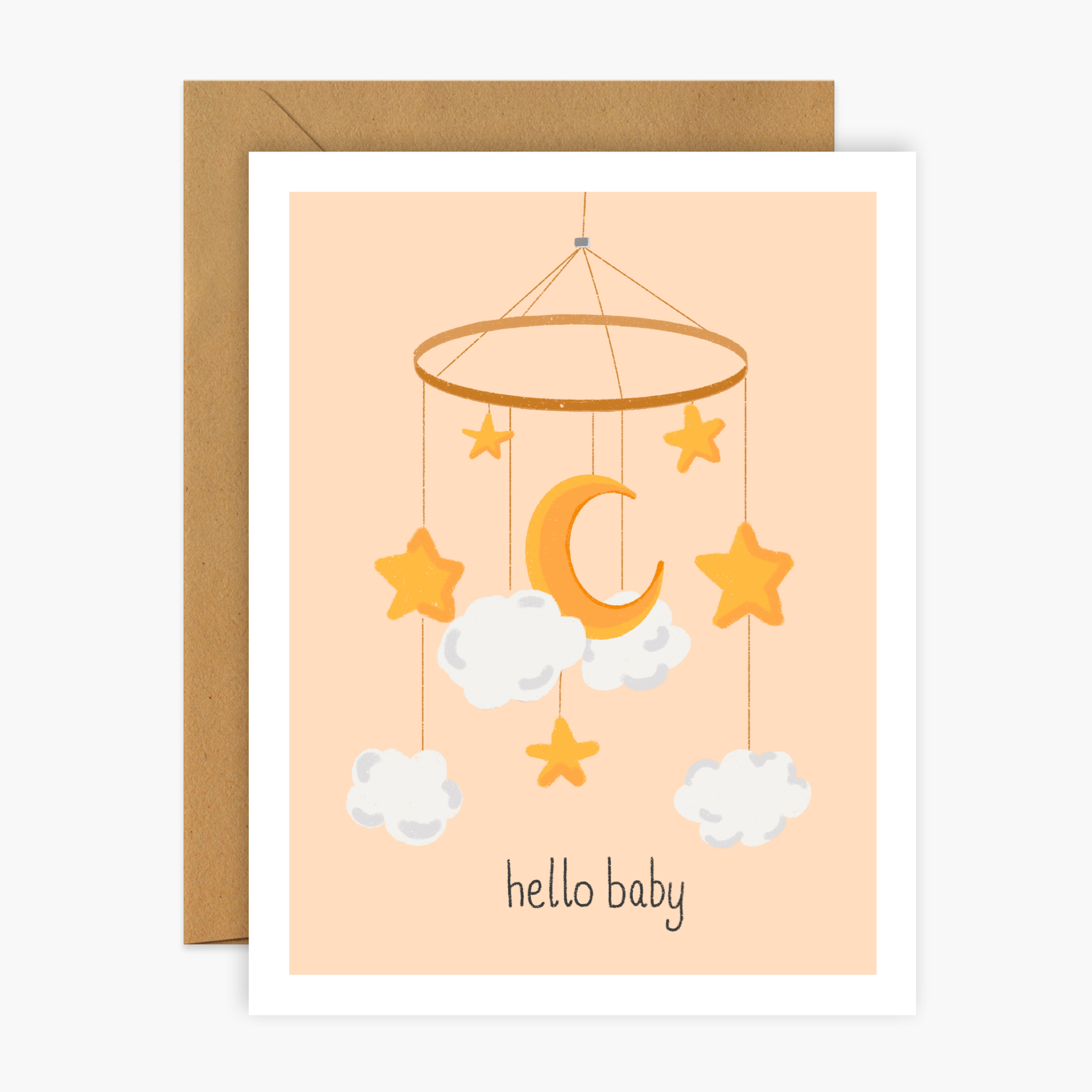 Stars and Moon Mobile Hello Baby Baby Greeting Card