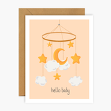 Stars and Moon Mobile Hello Baby Baby Greeting Card