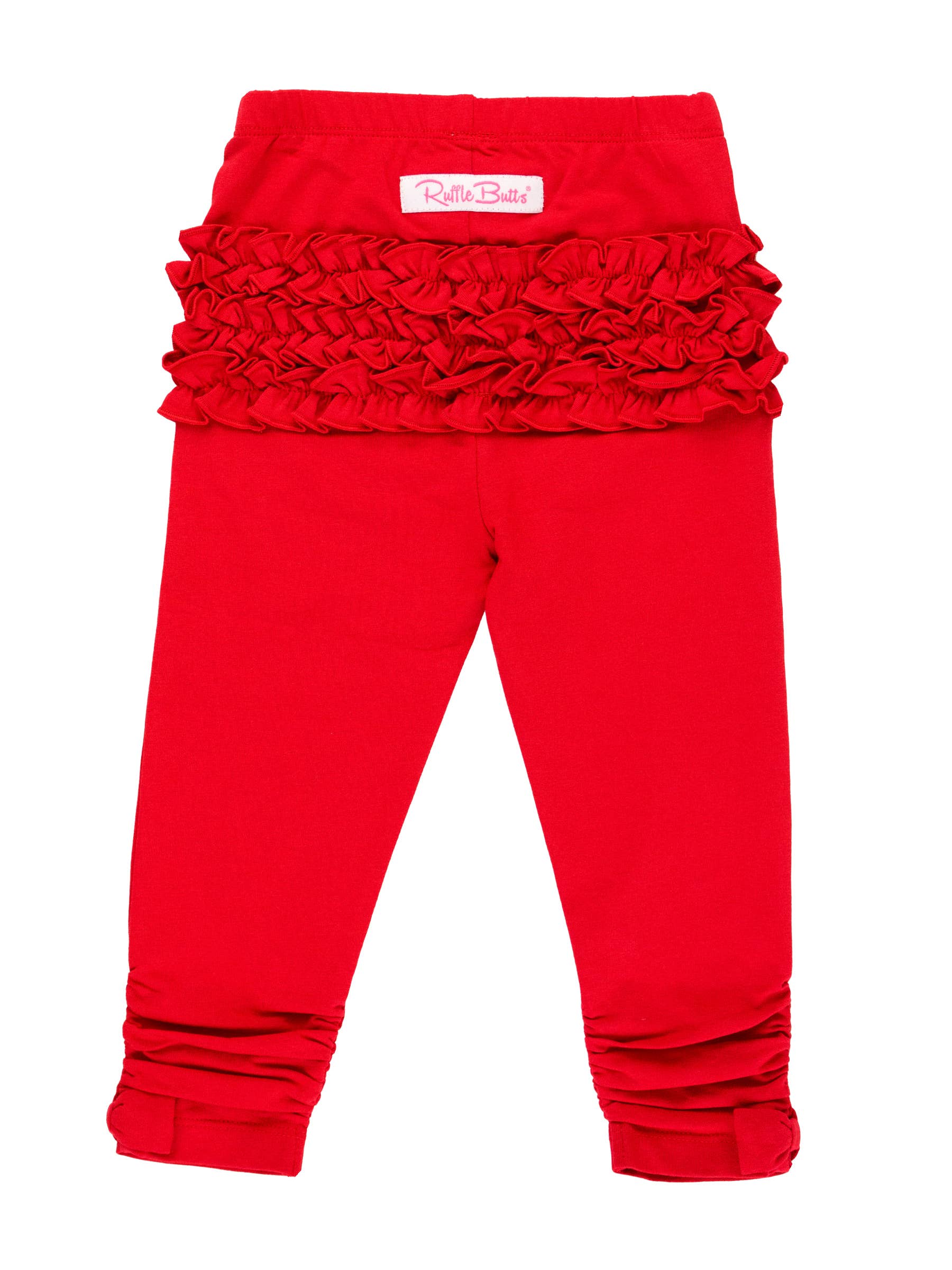 Baby Girls Red Ruched Bow Leggings