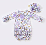 Lilac Rustic Floral Baby NB Gown