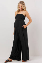 Strapless Tube Maternity Wide-leg Jumpsuit