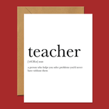 Teacher Definition - Teacher Appreciation Card