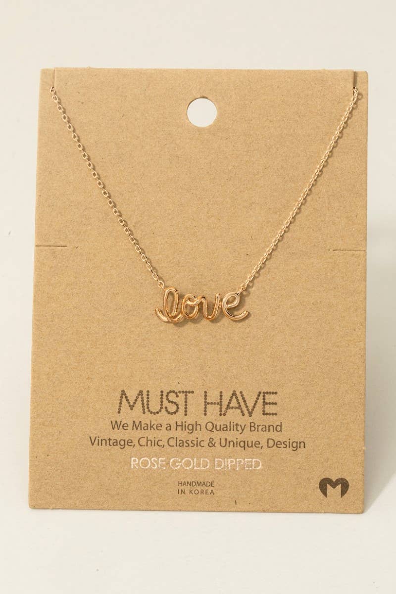 Handwritten Gold Dipped Love Pendant Necklace