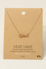 Handwritten Gold Dipped Love Pendant Necklace