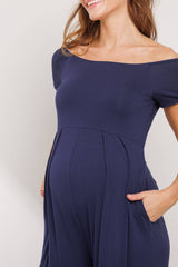 Off-the-Shoulder Wide-Leg Maternity Jumpsuit