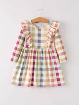 Fall Plaid Long Sleeve Girls Dress