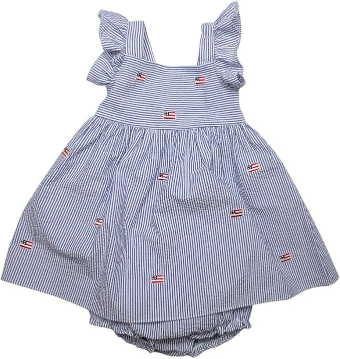 Good Lad Newborn/Infant Girls July 4th Flag Embroidered Dres