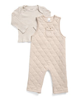Little Me Bear Quilted Overall Set