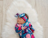 Girl Dino Baby Gown and Bow Headband