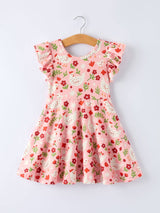 Spring Chicken Floral Farm Print Girls Dress