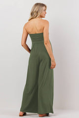 Strapless Tube Maternity Wide-leg Jumpsuit