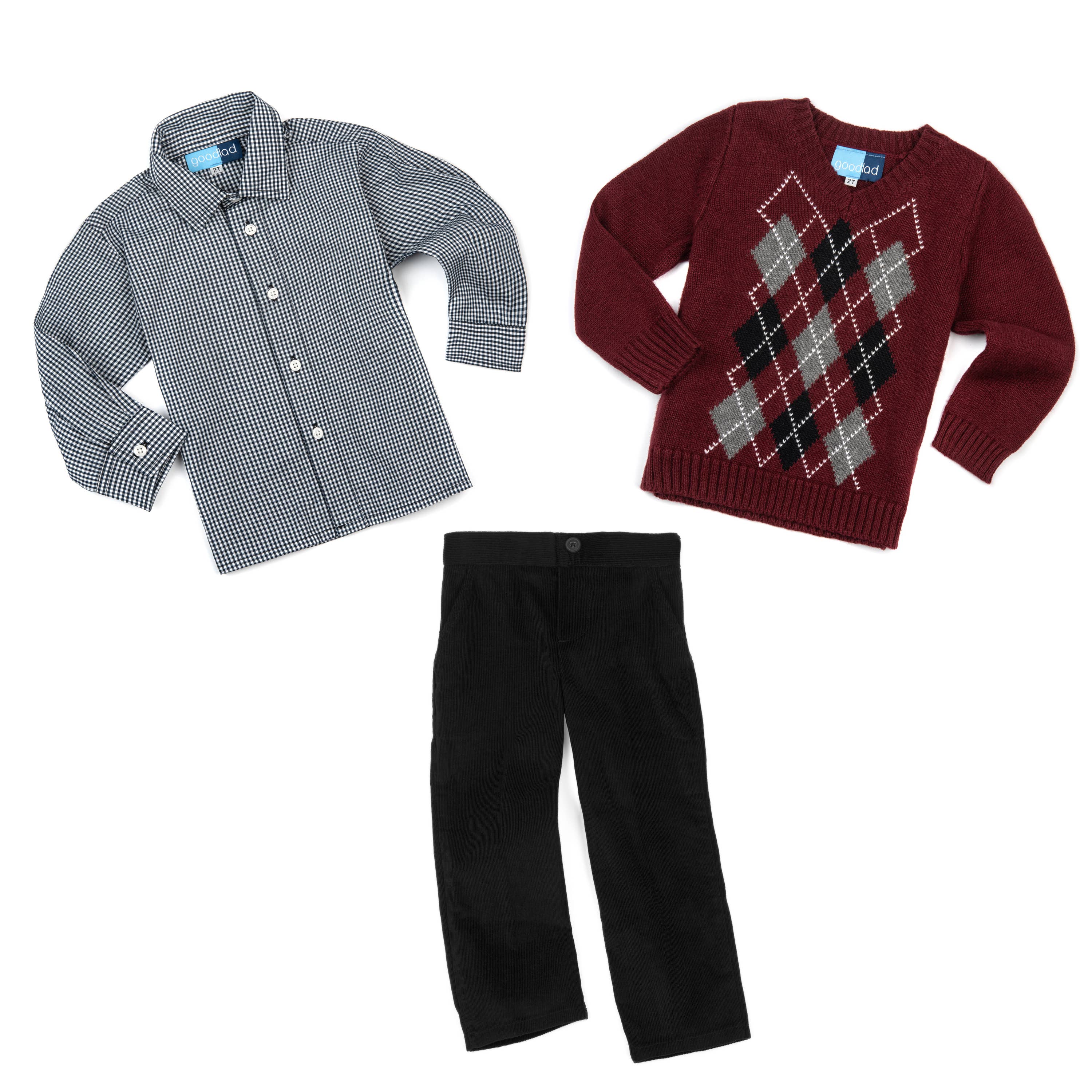 Boys Burgundy Argyle Long Sleeve Sweater Set