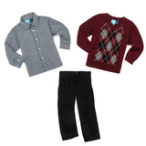Boys Burgundy Argyle Long Sleeve Sweater Set