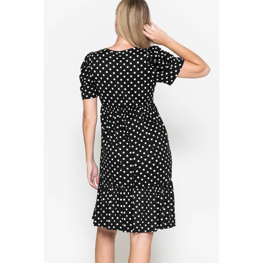 Maternity Polka Dot Babydoll Midi Dress