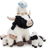 Cow 4Pcs Plush Toy Set, Mommy Cow Stuffed Animal with 3 Adorable Calf Babies in Mom's Belly, 20" Soft Farm Aniaml