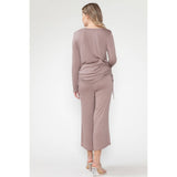 Maternity Shirring Drawstring Top & Wide Pants Basic Sets