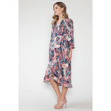 Maternity Floral V-Neck OverLap Long Spring Dress