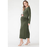 Maternity Shirring Drawstring Top & Wide Pants Basic Sets