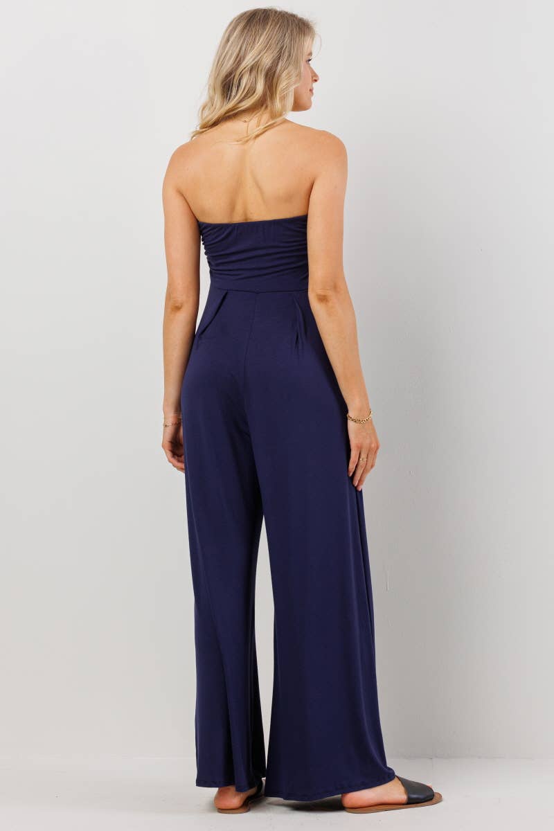 Strapless Tube Maternity Wide-leg Jumpsuit