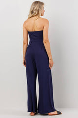 Strapless Tube Maternity Wide-leg Jumpsuit
