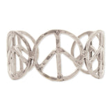 Woodstock Vibes Silver Peace Sign Cuff Bracelet