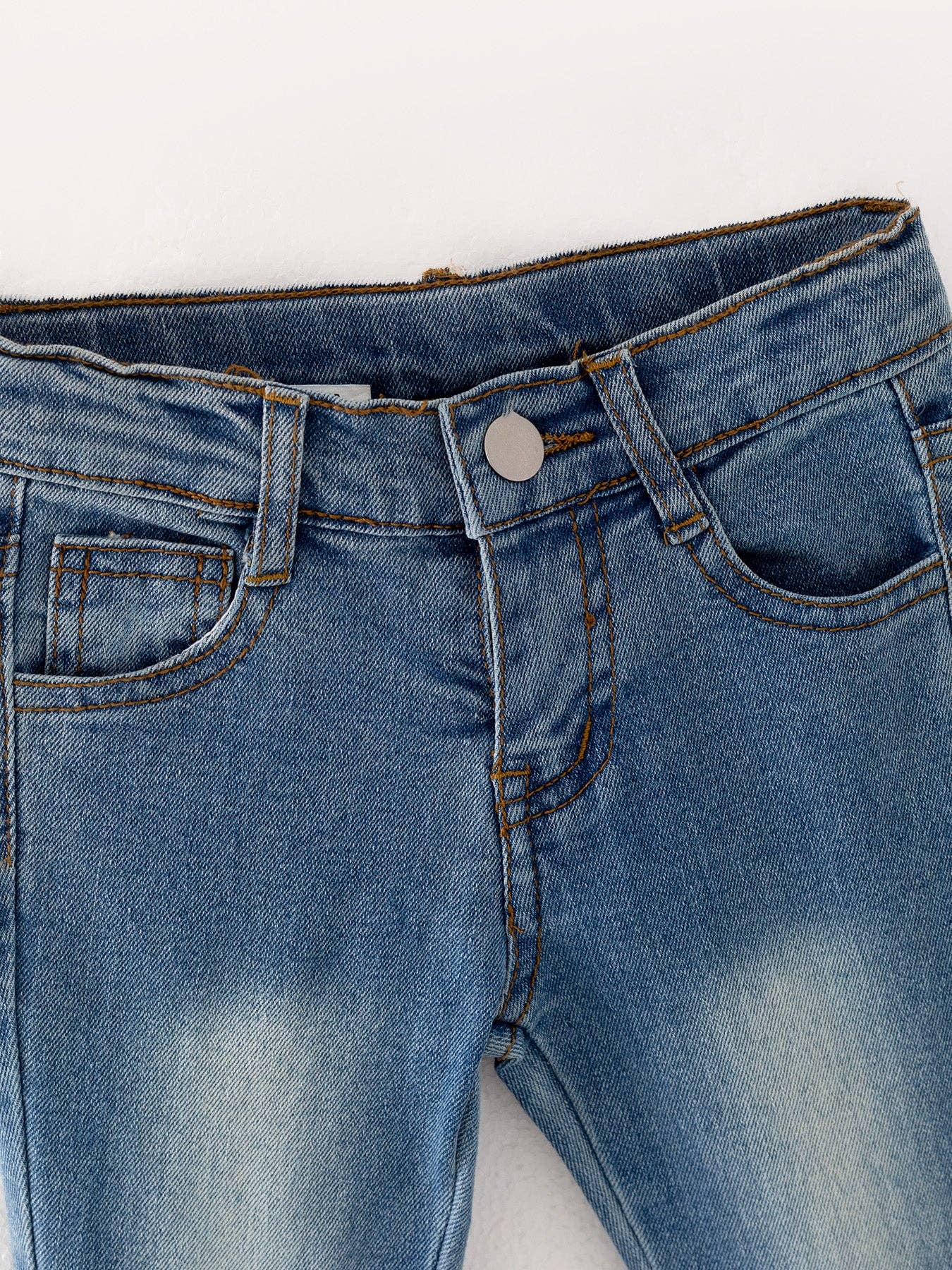 Light Blue Bell-bottoms Denim Jeans Pants Elastic