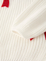 Girls Bow Sequins Pullover Sweater