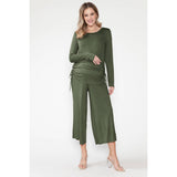 Maternity Shirring Drawstring Top & Wide Pants Basic Sets