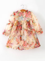 Pastel Flower Ruffle Layered Girls Dress