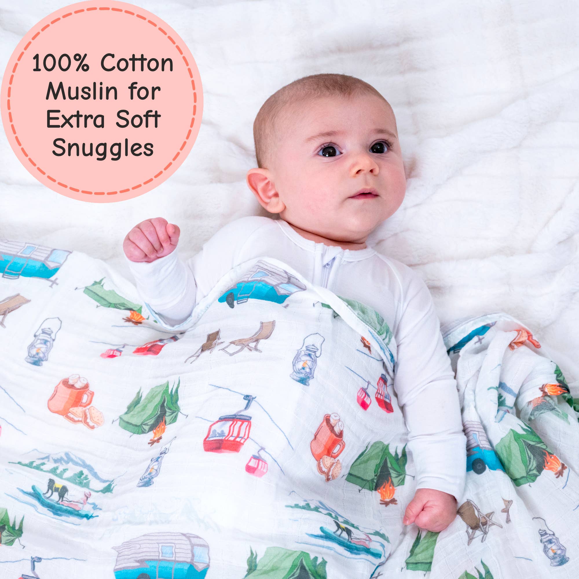 Campfire Crew Baby Muslin Swaddle Blanket