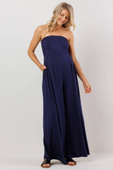 Strapless Tube Maternity Wide-leg Jumpsuit