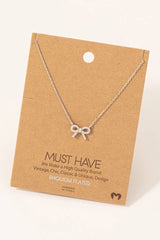 Gold Dipped Ribbon Bow Pendant Necklace