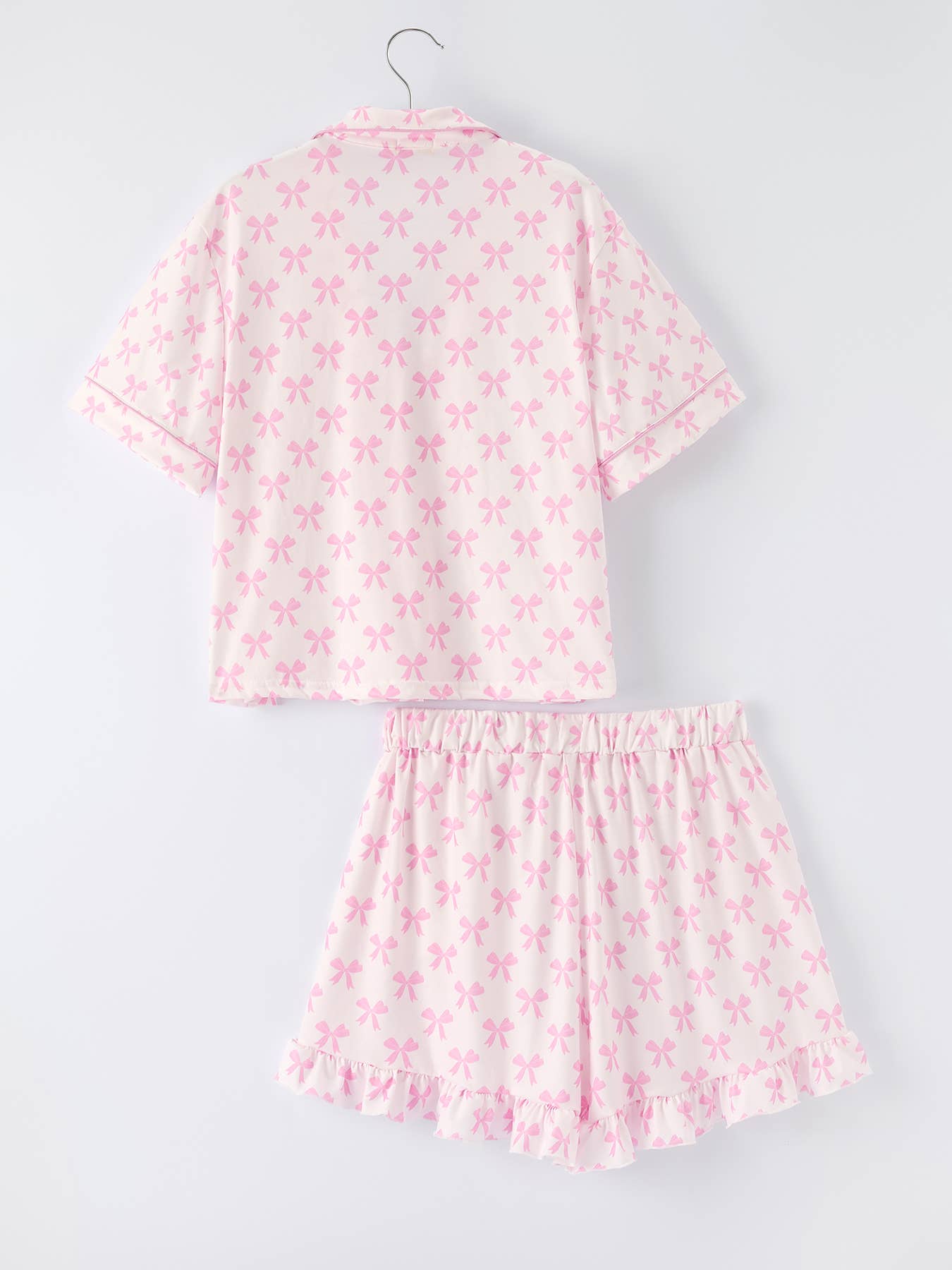 Mommy & Me Pink Bow Print Ruffle Pajama Set