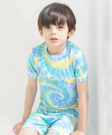 Vaenait Baby - Bamboo Tie Dyeing Yellow Blue Short Sleeve PJs