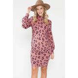 Maternity Leopard Mock Neck Midi Dress
