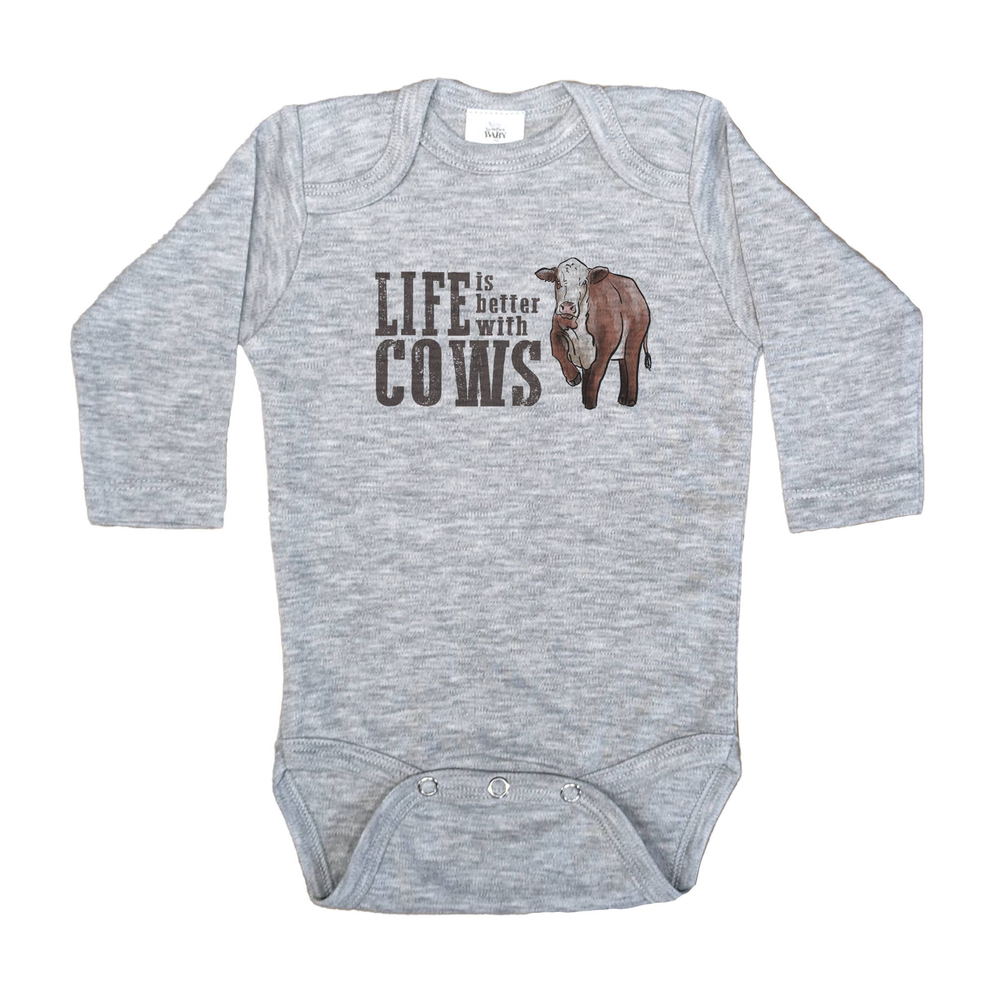 "Life is better with cows" baby bodysuit
