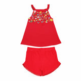 Kids' Organic Embroidered Tank & Tap Short Set in Chili Pepper Floral 18/24M