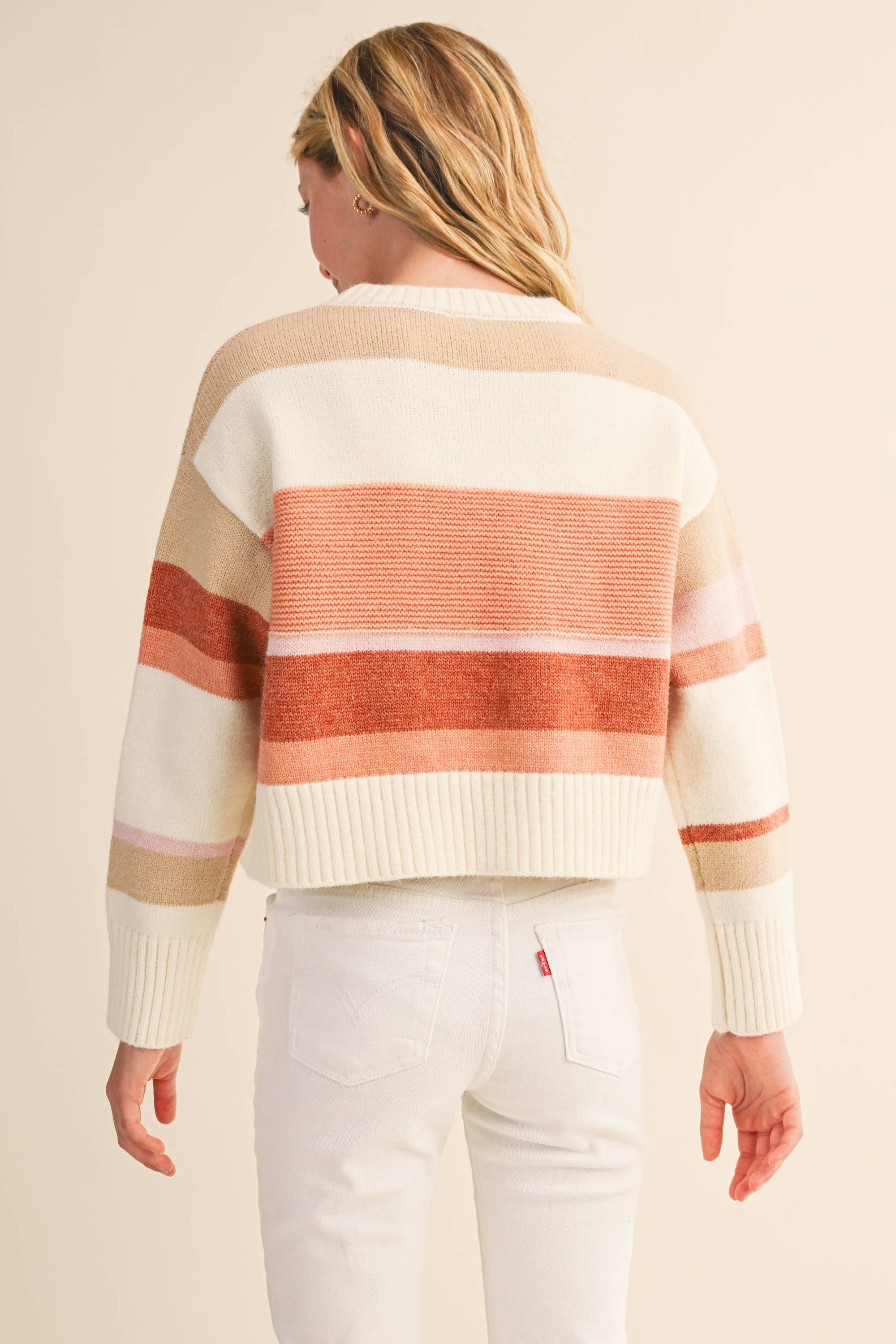TWEEN KIDS GIRLS ROUND NECK CROPPED SWEATER  (7-14)