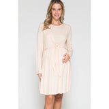 Maternity Wrap Waist Ruched Ruffle Spring Midi Dress