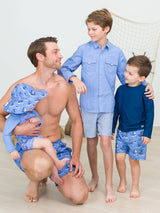 Boys Blue Seas the Day Swim Trunks