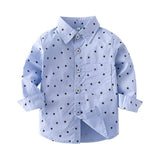 Blue Star Long Sleeve Boy Cotton Button-Down Dress Shirt