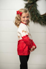 Kids Fuzzy Soft Christmas Holiday Reindeer Crew Neck Sweater