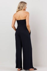 Strapless Tube Maternity Wide-leg Jumpsuit