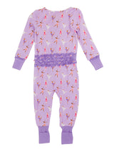 RuffleButts + RuggedButts - Baby Girls Ballerinas Bamboo Viscose Convertible Ruffle One Piece Pajama