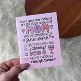 Funny Mom and Wine Mother's Day Card
