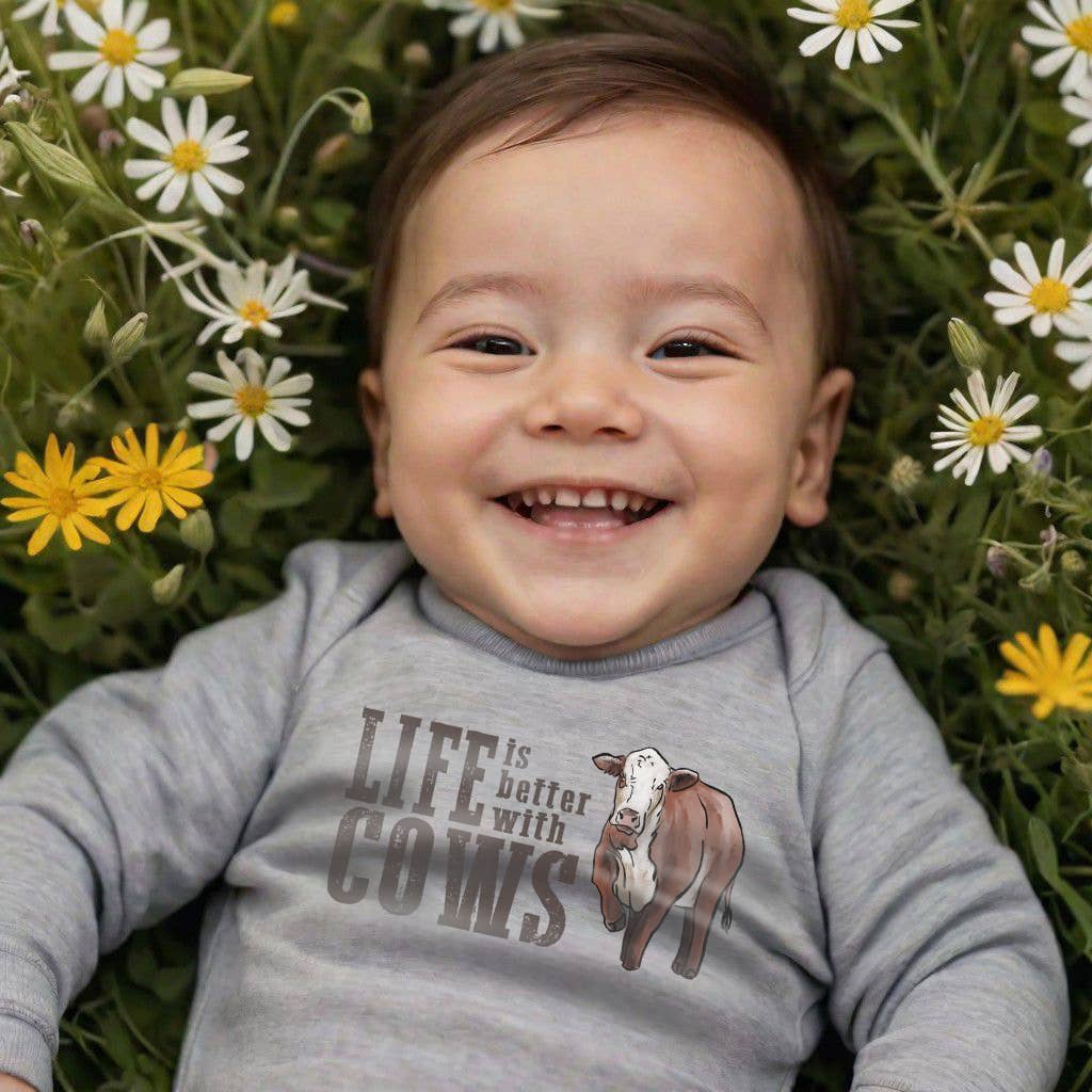 "Life is better with cows" baby bodysuit