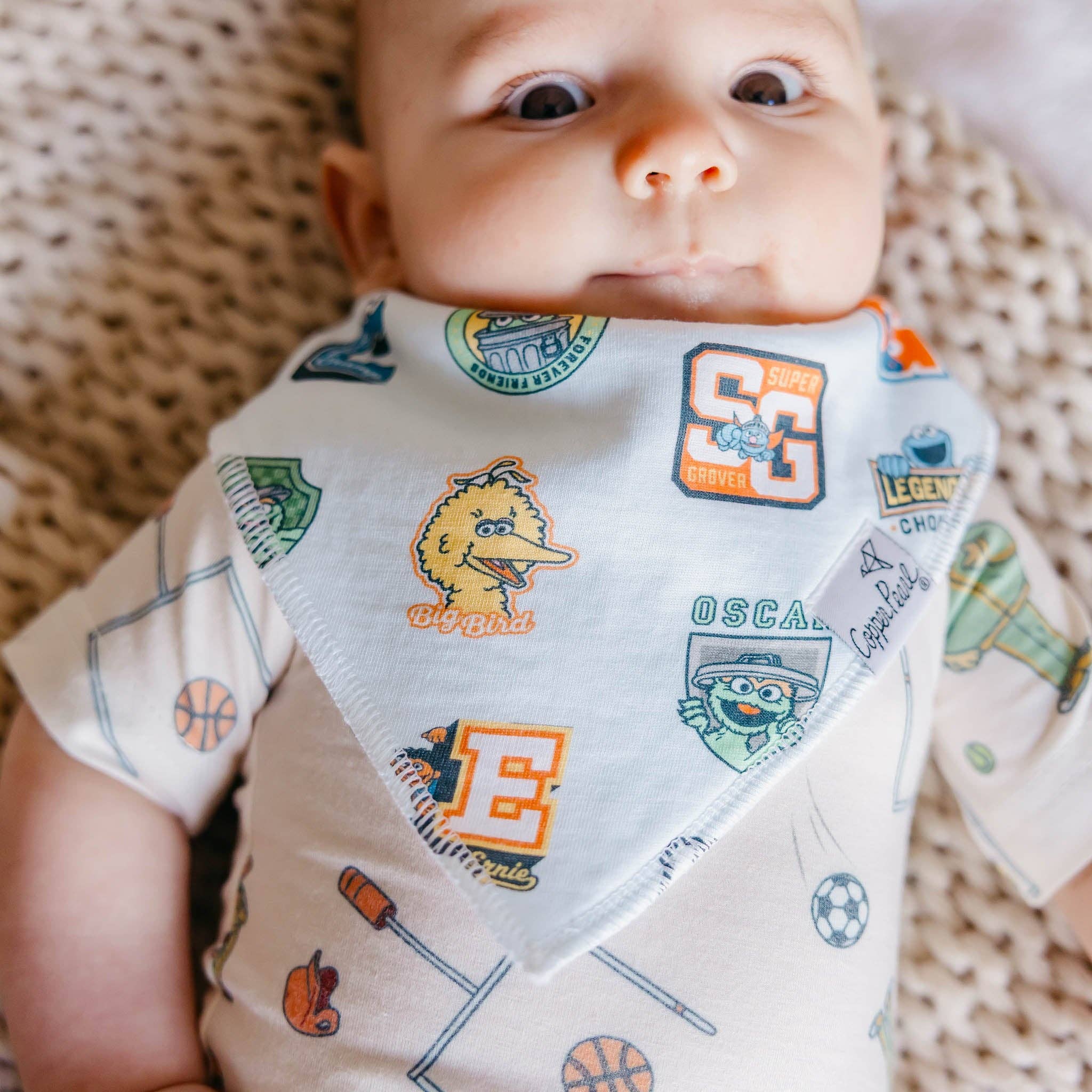 4 Pack Baby Bandana Bibs - Sesame Street Varsity Friends