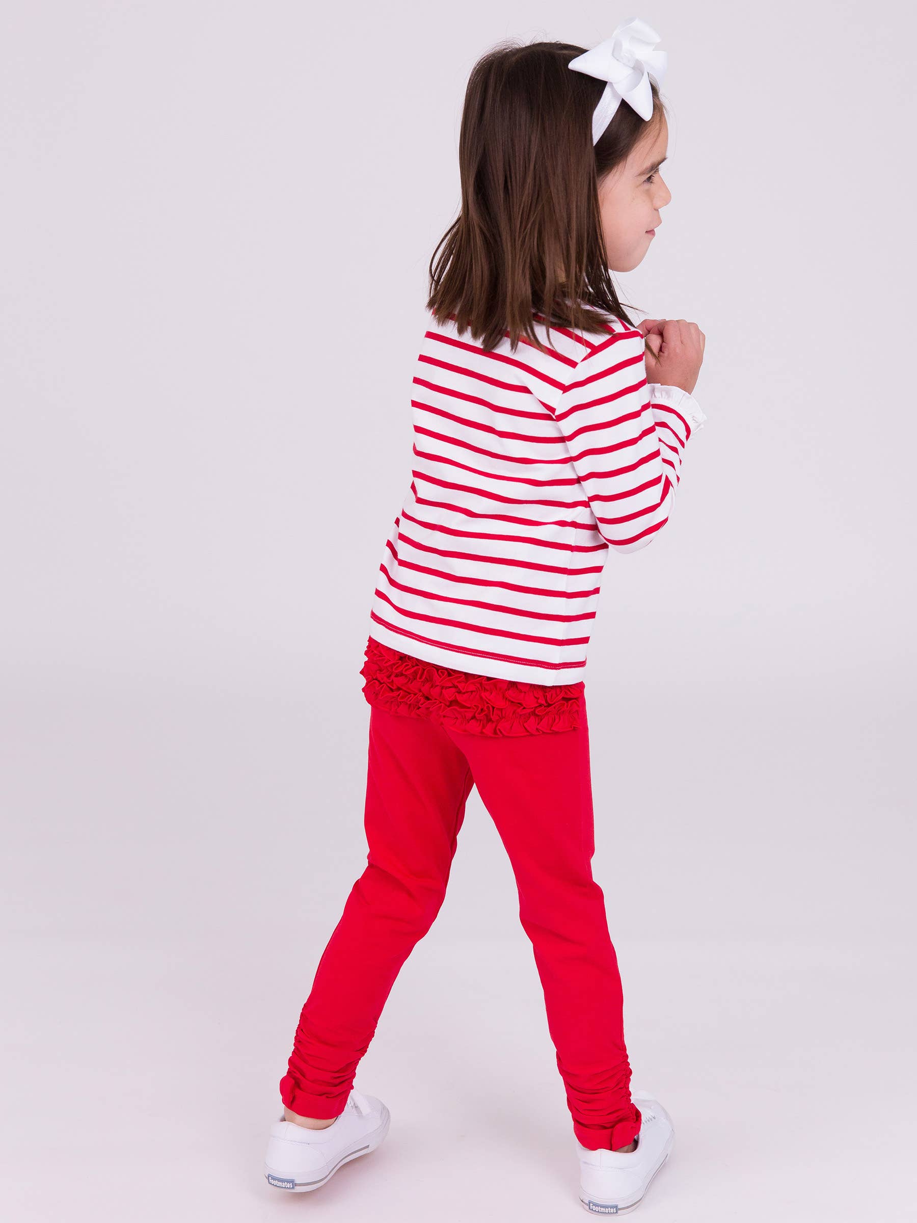 Baby Girls Red Ruched Bow Leggings